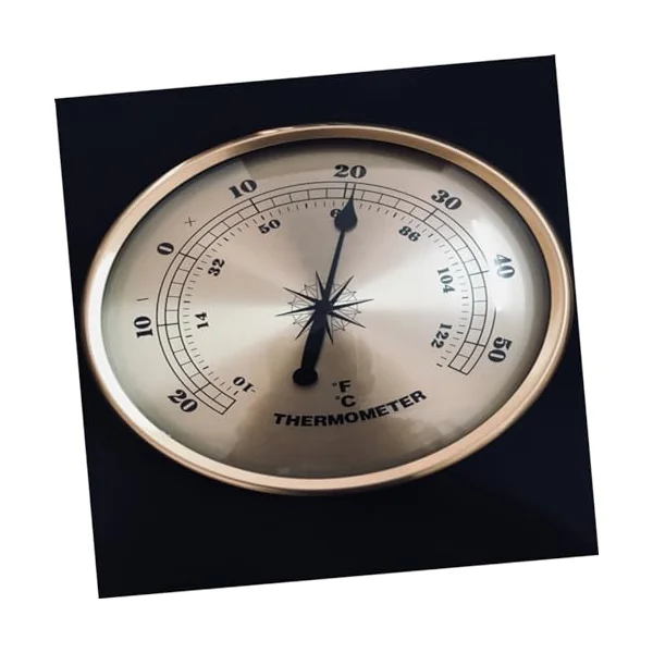 Gatuida Metal round Lightweight Compact Temperature Gauge for Indoor Living Room and Baby Room Use with Decorative Golden Metal Design
