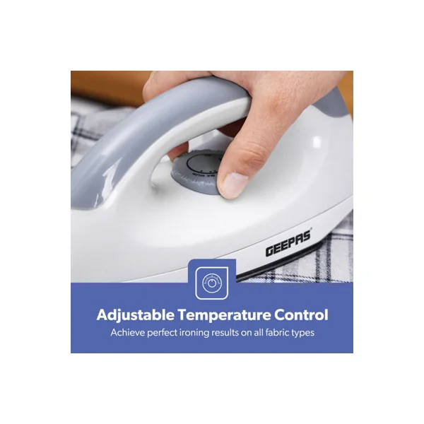 Geepas 1200W Dry Iron Non-Stick Soleplate Adjustable Thermostat Control