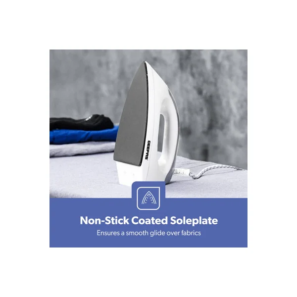 Geepas 1200W Dry Iron Non-Stick Soleplate Adjustable Thermostat Control