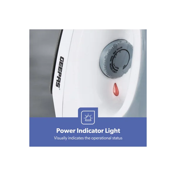Geepas 1200W Dry Iron Non-Stick Soleplate Adjustable Thermostat Control