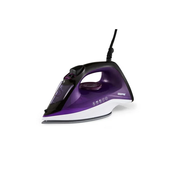 Geepas 2400W Steam Iron Ceramic Soleplate Adjustable Temperature Control, Violet