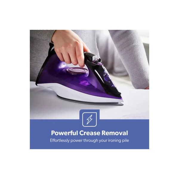 Geepas 2400W Steam Iron Ceramic Soleplate Adjustable Temperature Control, Violet