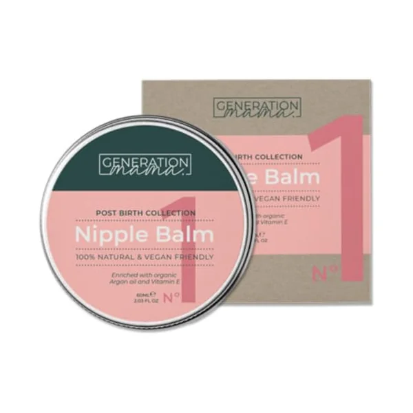Generation Mama Nipple Cream For Breast-feeding - 100% Natural Organic Vegan & Lanolin Free - Made In The UK - Nipple Balm For Sore & Cracked Nipples With Vitamin E - Newborn & Hospital Bag Essential