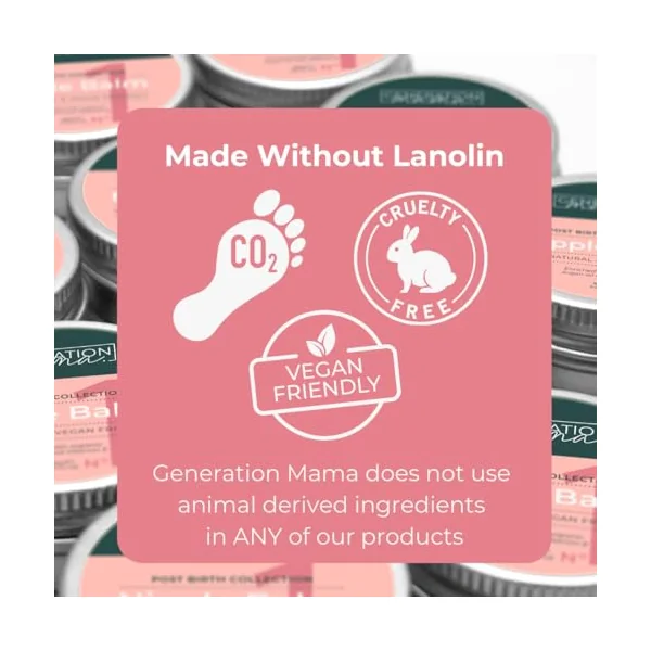 Generation Mama Nipple Cream For Breast-feeding - 100% Natural Organic Vegan & Lanolin Free - Made In The UK - Nipple Balm For Sore & Cracked Nipples With Vitamin E - Newborn & Hospital Bag Essential