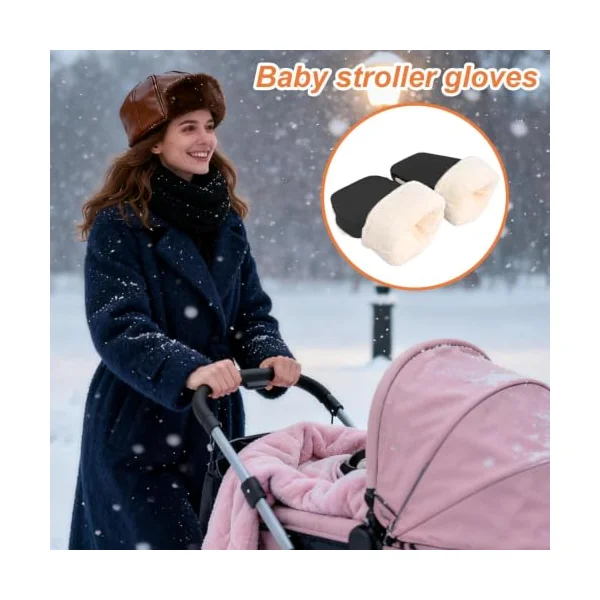 Generisch Pram Mittens Comfortable Windproof Thick Gloves Warm Extra Thick Hand Warmer for Parents in Cold Weather for Prams in Winter When Travelling on Handlebars for Children and