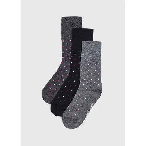 Gentle Grip 3 Pack Black Spot Socks