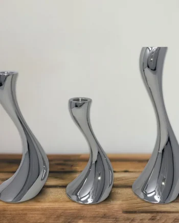 George Jensen Stainless Steel Cobra Candle Holder 3 Piece Set