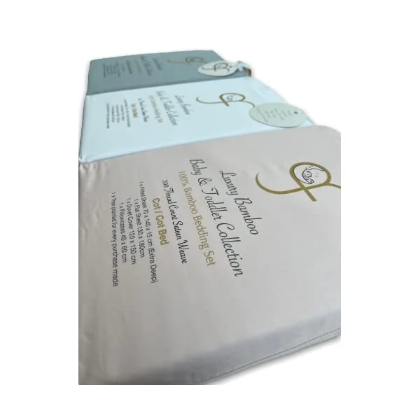 GF 100% Organic Bamboo Baby & Toddler Cot Bed Bedding Set 4 Pieces 300tc Luxurious sateen weave Duvet Cover, Fitted sheet, Flat Sheet, Pillowcase