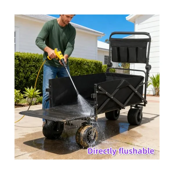 GGW All-Terrain Dog Stroller for Large Dogs up to 50kg, Black | Heavy duty folding pet pushchair for senior, disabled & post-surgery pets. Lockable wheels for beach, garden & outdoor use.