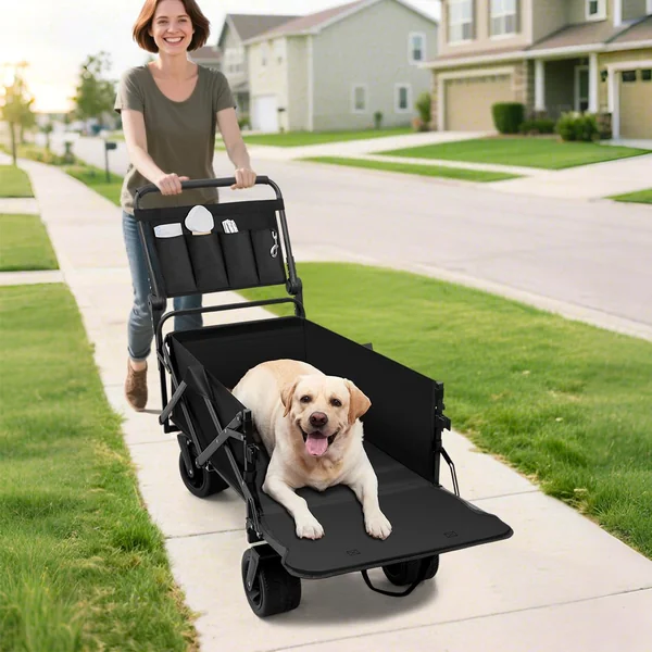 GGW All-Terrain Dog Stroller for Large Dogs up to 50kg, Black | Heavy duty folding pet pushchair for senior, disabled & post-surgery pets. Lockable wheels for beach, garden & outdoor use.