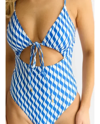 Gini London Blue Wave print tie front swimwear