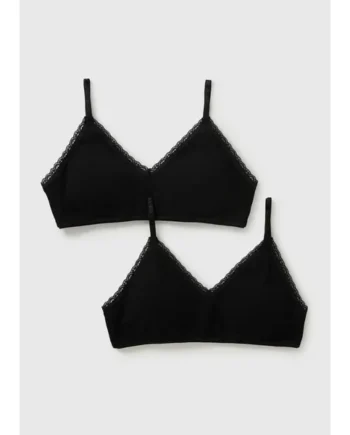 Girls 2 Pack Black Padded Crop Tops (8-13yrs)