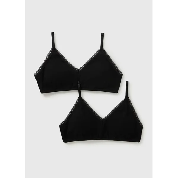 Girls 2 Pack Black Padded Crop Tops (8-13yrs)