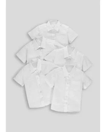Girls 5 Pack White Short Sleeve School Blouses (4-16yrs)