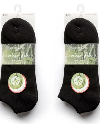 Glenmuir Men's Bamboo Cushioned Trainer Socks, 2 x 3 Pack