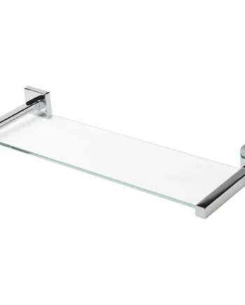 GoodHome Alessano Silver effect Glass Shelf (L)48cm x (D)15.5cm