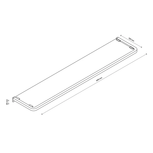 GoodHome Elland Matt Black Wall-mounted Bathroom Shelf (D)12cm (H)2cm (L)60cm