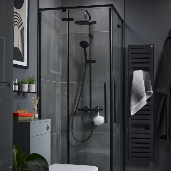 GoodHome Elland Matt Black Wall-mounted Bathroom Shelf (D)12cm (H)2cm (L)60cm