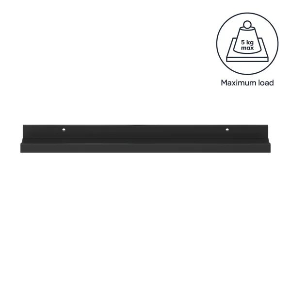GoodHome Rigga Matt black Rectangular Photo shelf (L)60cm x (D)10cm
