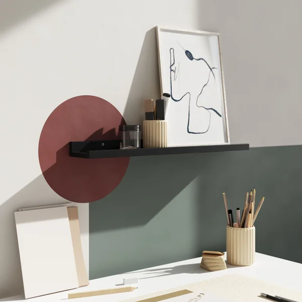 GoodHome Rigga Matt black Rectangular Photo shelf (L)60cm x (D)10cm