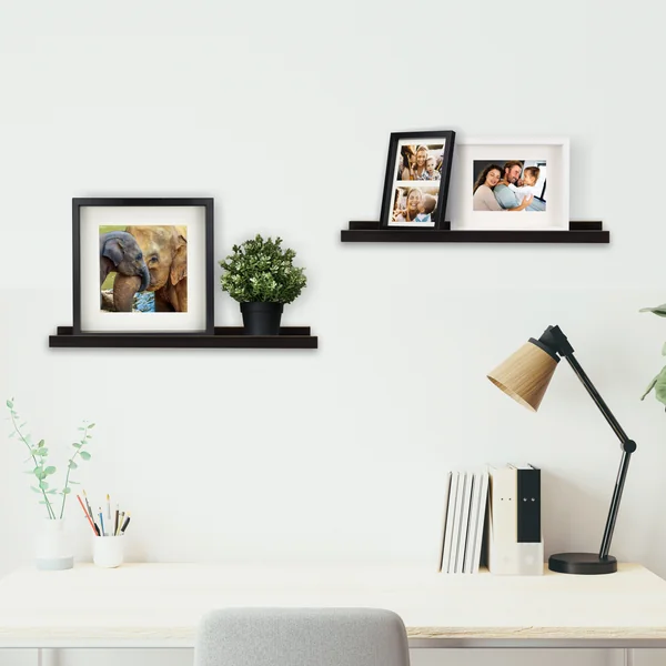 GoodHome Rigga Matt black Rectangular Photo shelf (L)60cm x (D)10cm