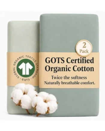 GOTS Organic 2 x Cot Sheets 120x60 Fitted - Cozy & Luxurious – 190GSM Organic Cotton - Baby Cot Sheet - 100% Organic Combed Cotton Baby Bedding - Cot Bed Sheets 60 x 120