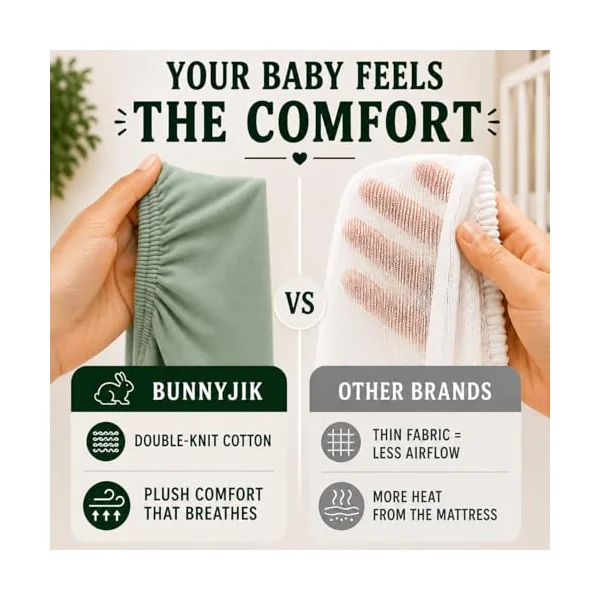 GOTS Organic 2 x Cot Sheets 120x60 Fitted - Cozy & Luxurious – 190GSM Organic Cotton - Baby Cot Sheet - 100% Organic Combed Cotton Baby Bedding - Cot Bed Sheets 60 x 120