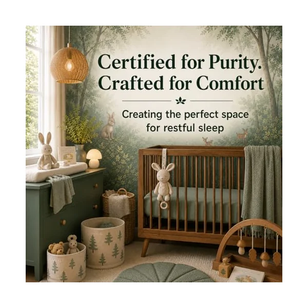 GOTS Organic 2 x Cot Sheets 120x60 Fitted - Cozy & Luxurious – 190GSM Organic Cotton - Baby Cot Sheet - 100% Organic Combed Cotton Baby Bedding - Cot Bed Sheets 60 x 120