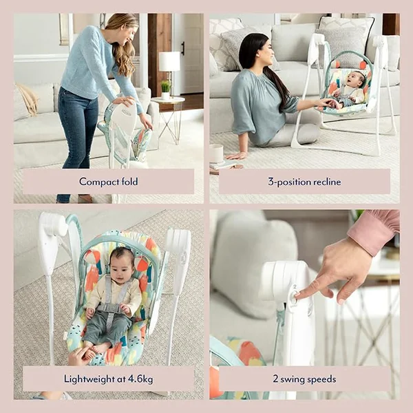 Graco Baby Delight Swing with 2 swing speeds, compact fold and lightweight at only 4.67kg, for rest for Play, Suitable from birth to approx. 6 months (0-9kg), Parade fashion