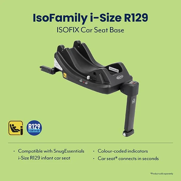 Graco IsoFamily i-Size ISOFIX Car Seat Base, Compatible with Graco SnugEssentials iSize infant car seat only, Black