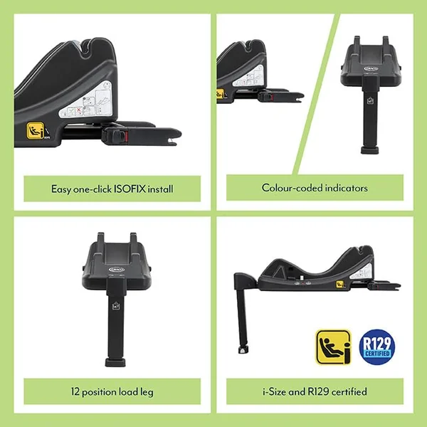 Graco IsoFamily i-Size ISOFIX Car Seat Base, Compatible with Graco SnugEssentials iSize infant car seat only, Black