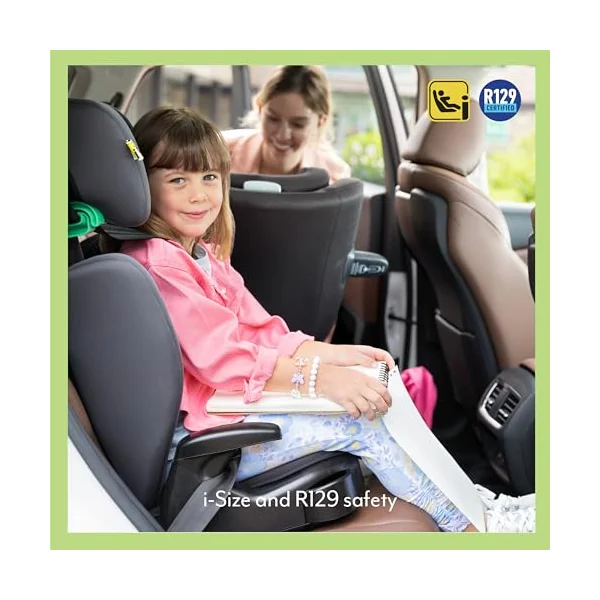 Graco Junior Maxi i-Size R129 Highback Booster car seat with cupholders, Suitable from 100-150cm (Approx. 3.5 to 12 Years), Hunter Fashion
