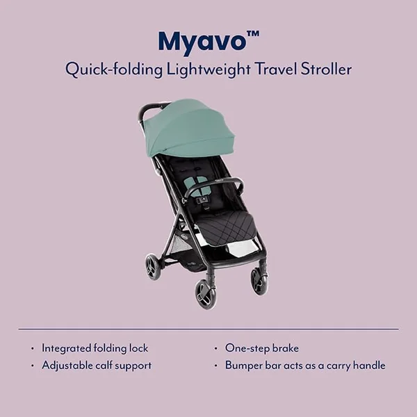 Graco Myavo Compact Stroller/Pushchair with Raincover - Suitable from Birth to Approx. 4 Years (0-22kg). Lightweight at only 5.8kg with a one-Second, one-Hand fold, Mint Fashion