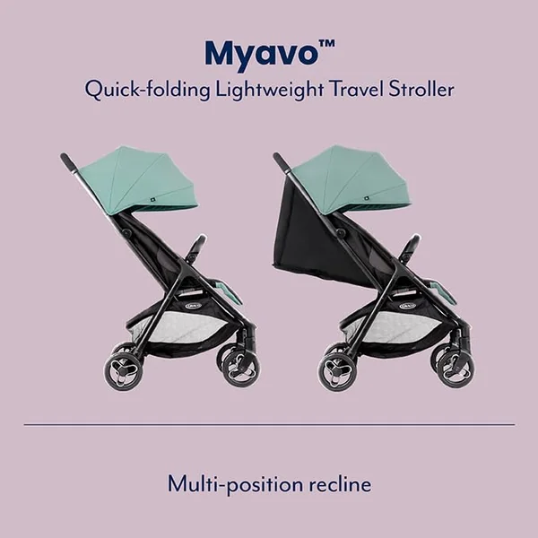 Graco Myavo Compact Stroller/Pushchair with Raincover - Suitable from Birth to Approx. 4 Years (0-22kg). Lightweight at only 5.8kg with a one-Second, one-Hand fold, Mint Fashion