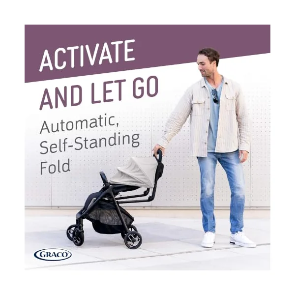 Graco Myavo Compact Stroller/Pushchair with Raincover - Suitable from Birth to Approx. 4 Years (0-22kg). Lightweight at only 5.8kg with a one-Second, one-Hand fold, Steeple Gray Fashion
