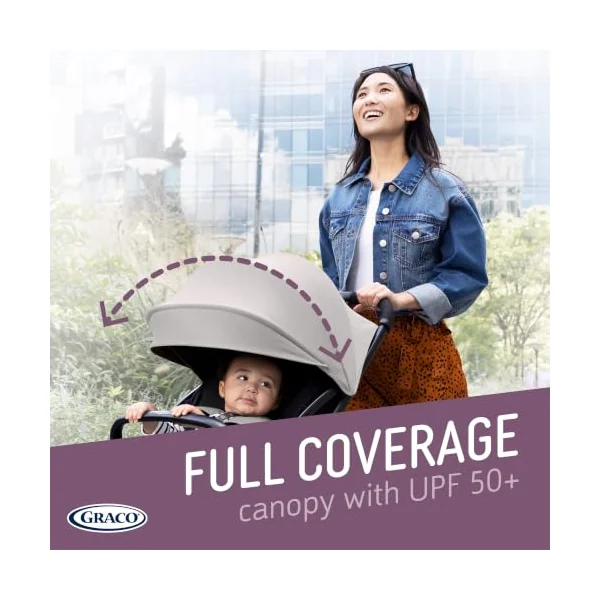 Graco Myavo Compact Stroller/Pushchair with Raincover - Suitable from Birth to Approx. 4 Years (0-22kg). Lightweight at only 5.8kg with a one-Second, one-Hand fold, Steeple Gray Fashion