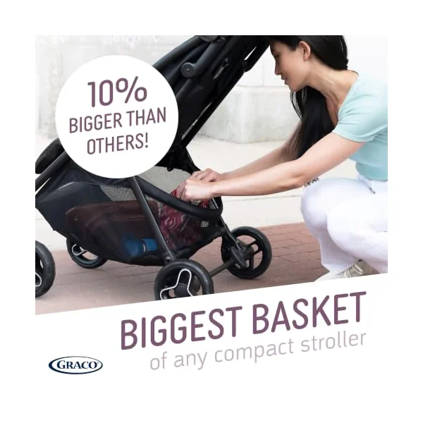 Graco Myavo Compact Stroller/Pushchair with Raincover - Suitable from Birth to Approx. 4 Years (0-22kg). Lightweight at only 5.8kg with a one-Second, one-Hand fold, Steeple Gray Fashion