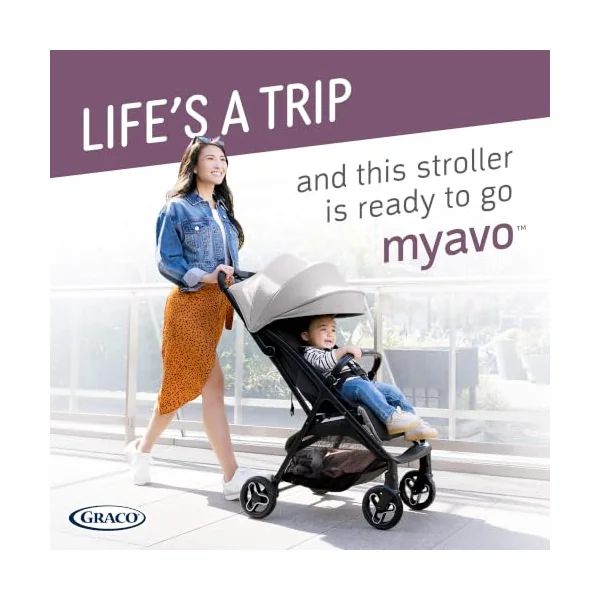 Graco Myavo Compact Stroller/Pushchair with Raincover - Suitable from Birth to Approx. 4 Years (0-22kg). Lightweight at only 5.8kg with a one-Second, one-Hand fold, Steeple Gray Fashion