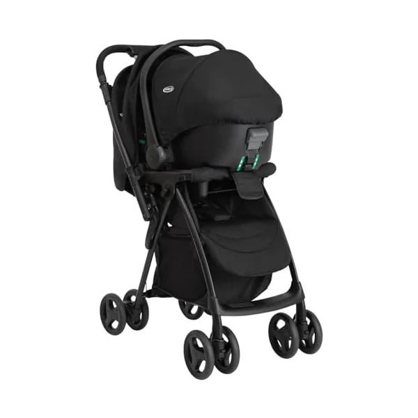 Graco Revaya Travel System - Suitable from Birth to Approx. 4 Years (0-22kg). Parent/World Facing Reversible Handle, Includes i-Size car seat, Midnight Fashion