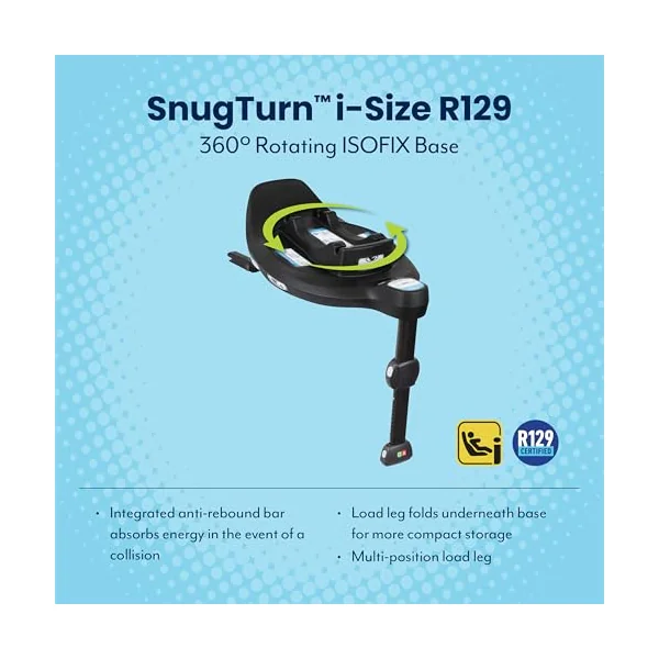 Graco SnugTurn i-Size R129 360° Rotating Car Seat Base, Compatible with Graco SnugLite Infant car seat and SnugGo Convertible car seat, Black