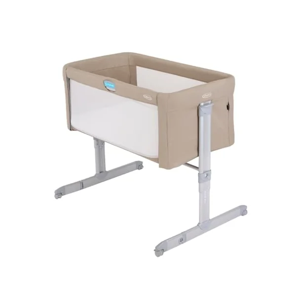 Graco Sweet2Sleep Bedside Bassinet/Crib keeping baby close to you with easy-access side rail, 11 height adjustments, 4 tilt positions and with carrybag, Oatmeal fashion
