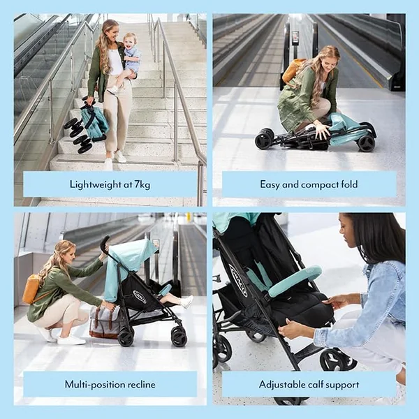 Graco TraveLite Compact Stroller/Pushchair - Suitable from birth to approx. 3 years (15kg). Lightweight at only 7kg, Mint fashion