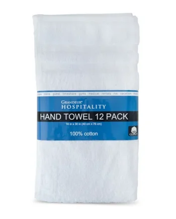 Grandeur 100% Cotton Hospitality Hand Towels, 12 Pack