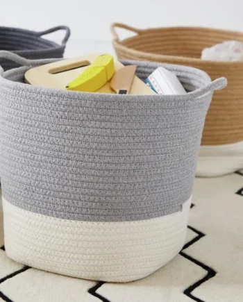Great Little Trading Company Rope Storage Basket-Ivory/Grey