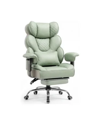 GTPLAYER Ergonomic Office Chair, Gaming Chair with Footrest, High Executive Chair with Spring Lumbar Support, PU Leather, Green