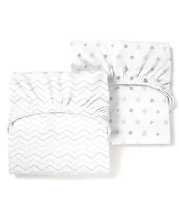 Guava Lotus Travel Crib Sheets (Set of 2) - 100% Organic Cotton Crib Sheets Baby and Toddler Fitted Crib Sheets for Boys & Girls