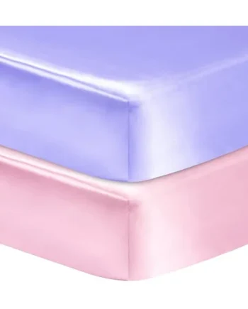 GUNTAIL 2 Pack Satin Soft Crib Sheet for Baby with Sensitive Hair Silky Baby Mattress Sheet Pink and Violet Unisex 52’’x28’’x8’’ Fitted Sheets