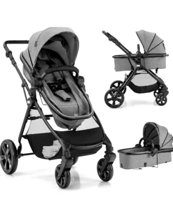 GYMAX Foldable Baby Stroller(Gray, Without footmuff: 89 x 60 x 111 cm) | All in One Toddler Pushchair with Adjustable Backrest/Canopy and Storage Bag, Portable Convertible Buggy Pram for Newborns