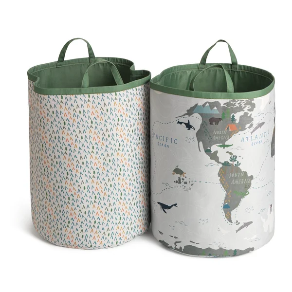Habitat 124 Litre World Map and Geo Laundry Bag Set - Green
