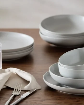Habitat 12 Piece Stoneware Dinner Set - Matte Grey